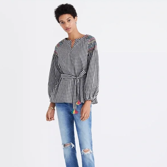Madewell - Smocked Gingham Top - Picture 2 of 9